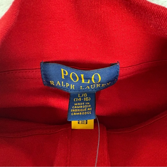 Polo Ralph Lauren Boys Red Pullover Top 1/4 Zip Pony Logo Soft Lightweight Sz 14 - Picture 4 of 8